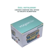 1650ml Lunchbox 2 Katlı 3 Bölmeli Paslanmaz Çelik Sefer Tası Yemek Kutusu Lacivert Açık