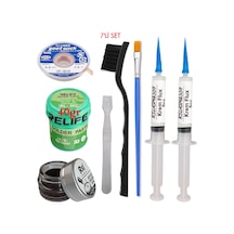 Relıfe Rl-402 Krem Lehim 183 C 40gr Havya Uç Temizleyici Flux Lehim Toplama Cp-3015 Emme Teli Fırça Yedili Set02