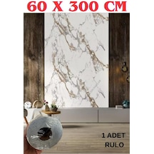 60cmx300cm Tek Parça Yapışkanlı Rulo Mermer Desenli Duvar Paneli Kağıdı Silinebilir Cf-1001-nexo Kahverengi - Krem