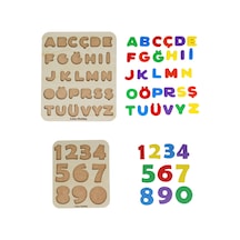 Alfabe Ve Rakam Puzzle İkili Set - Ahşap Tabanlı Ve Pla Harf/rakamlar Eğitici Oyuncak Sayılar + Harfler