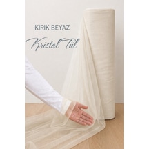 Azra Kına Kırık Beyaz Süsleme Tülü, 1 Metre, Nişan Tülü Bohça Tülü, Gelin Damat Düğün Konvoy Kapı Valiz Süsleme, Ekru Kristal Tül, Hediye Süsü, 100 Cm