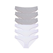 Hubrendy Tedarik 6 Adet Süper Eko Set Likralı Kadın Slip Külot Gri Beyaz Çok Renkli