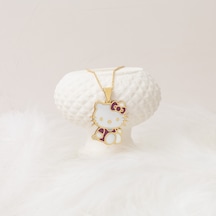 Dkmn Gümüş Hello Kitty Mor Mine Taşlı Gümüş Kolye