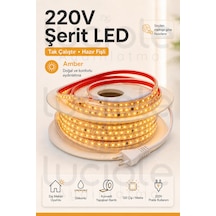 14 Metre 220v Amber Şerit Led Hazır Fişli Tak Çalıştır Silikonlu Yapışkanlı Dış Mekan