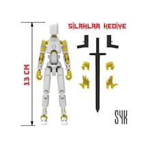 Robot 13 Dummy Beyaz Sarı Tüm Eklemleri Hareketli Aksiyon Figürü Oyuncak