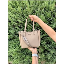 Just Polo Kadın Yeni Sezon Yumuşak Derili 4 Bölmeli Lüks El Ve Omuz Çantası Shopper Ebat: 28 X 20 Cm Vizon