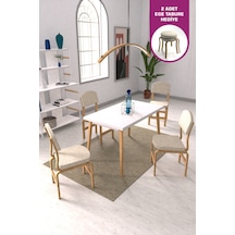 Vilinze Ege Sandalye Avanos Ahşap Mdf Mutfak Masası Takımı - 70x120 Cm Beyaz