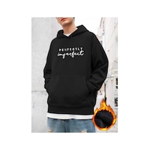 Medinenur Perfectly Baskılı Kapüşonlu Sweatshirt Siyah