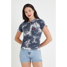 Kadın Batik Yıkamalı T-shirt Siyah