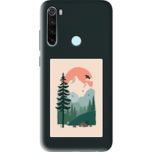 Xiaomi Redmi Note 8 Uyumlu Lake Forest Tasarımlı Siyah Lansman Telefon Kılıfı