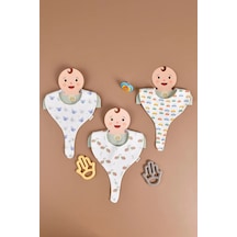 E&f Store Erkek Bebek 3'lü Sıvı Geçirmez Emzik Tutucu Mama Önlüğü - Model 2 Çok Renkli