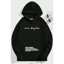 Los Angles Baskılı Oversize Sweatshirt Siyah