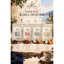 Barvenzo Dörtlü Kahve Deneyimi 250 G 4 Forte Blu + Viva Rossa + Luna Nova + Bella Aura Filtre Kahve Makinesi