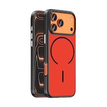 iPhone Uyumlu 17 Pro Kılıf M-safe Şarj Özellikli Klfs Lora Pc Kapak - Kırmızı-gri Çok Renkli