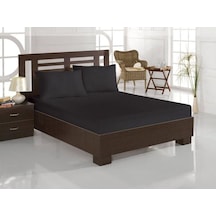 Çift Kişilik Ranforce Kumaş Lastikli Fitted Çarşaf Takımı Siyah