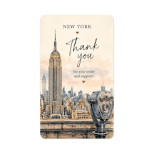 New York Temalı Thank You Kartı 8x5 Cm Sipariş Teşekkür Kartı Paket Içi Not Kartı 100 Adet