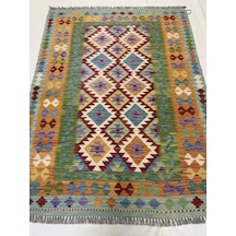 El Dokuma Afgan Kilim 100% Yün Kök Boya Elsanat Eserı Çok Renkli