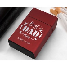 Bk Gift Kişiye Özel İsimli Babalar Günü Tasarımlı Kırmızı Metal Sigara Tabakası ,babalar Günü Hediyesi , Babaya Hediye , Sigara Tabakası-10