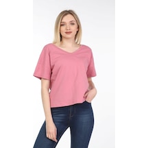 Neslice Kadın Oversize Çift Taraf V Yaka T-Shirt