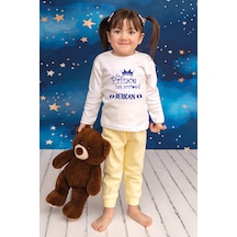 Pia Baby İsimli Erkek Çocuk Pijama Takımı %100 Pamuk Penye İsme Özel Baskılı Kişiselleştirilebilir Pijama Seti 20338s14pi Krem