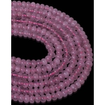 6 x 4 MM Pembe Kuvars Taşı Dizi Gümüş