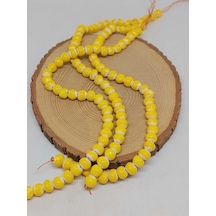 Sarı Renk Sırlı Seramik Boncuk Dizi 8-9mm/28cm 54270 Çok REnkli