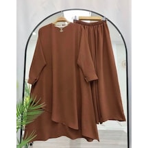 Lovie Moda Kadın Salaş İkili Takım Kahverengi