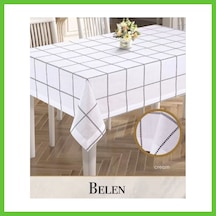 Bezos Keten Tek Masa Örtüsü Tablecloth 155x260 Cm Yemek Masası Örtüsü Belen Model Krem Dmc