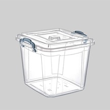 Şeffaf Kilitli Mutfak Eşya Gıda Saklama Düzenleme Kabı Kutusu - Kare - 2.5 Litre Plastik Turuncu Um Diğer