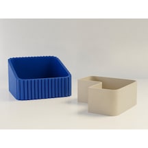 Bezos 3d Baskı Fıstık Kasesi - Çift Hazneli Kabuk Ayırıcı Sunum Kasesi - Mavi Bej Rengaren Mavi - Bej