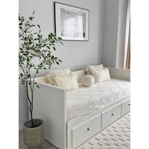 Bahar Model Divan Yatak Örtüsü 150x230 Cm Krem Nakışlı Krem