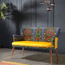 Azra Mobilya Ikili Balkon Koltugu -bekleme Koltugu -misafir Koltuğu -çay Seti Koltugu-ahşap Iskelet Sarı