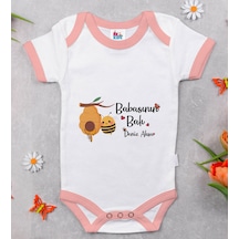 Bk Gift Bk Kids Kişiye Özel Pembe Bebek Body Zıbın - Model 13 0-3 Ay