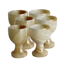 Bal Oniks Doğal Taş Yumurta Kadehi Seti El Yapımı Dekoratif 2 Li / 6 Lı Takım, Şık Ev Aksesuarı Bej