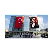 Ay Yıldızlı Bayrak Atatürk Portresi Bayrak Ve Türk Bayrağı Premium Raşel Kumaş 2'li Set 10x15 Metre Ata15 Diğer