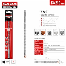 Sara S729 Sds Plus Matkap Ucu 13 X 210 Mm, 2 Kesicili Tungsten Karbür Uçlu