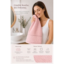 El Yüz Havlusu 50x90 Cm %100 Pamuk Kısmi Kadife Jakar Nova Collection Pembe