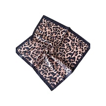 Saten Bandana Saten Fular Saten Çanta Aksesuarı Özel Desen Bandana 45x50 Cm Beyaz-Siyah