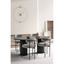 Avvio Natura Bohem Lake Mdf Ayak 80x140 Oval Yemek Masası Mutfak Masası Masa Sandalye Takımı Siyah Mermer