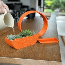 Bezos 3d Baskı Self-watering Planter - Kendi Kendini Sulayan Saksı-turuncu Pro Standart