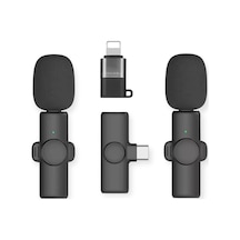 Kablosuz Yaka Mikrofonları 2li For Type-c For İphone Tüm Modeller Video Kaydı, Podcast, Röportajlar, Youtube, Tiktok Ve Vlog İçin Mini Mikrofon