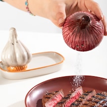 Porsima Mıo-036 Soğan Sarımsak Motifli 2li Standlı Tuzluk Biberlik Seti Çok Renkli