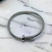 Gümüş Rengi Paslanmaz Çelik Çivi Kelepçe Bileklik Bilezik Çok Renkli