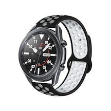 Zore Galaxy Watch 46mm 22mm Krd-02 Uyumlu Kordon-siyah-beyaz