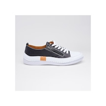 Derinet Günlük Hakiki Deri Kadın Sneaker Siyah Siyah
