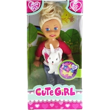 Cute Girl Tavşan Figürlü Sarışın Mini Bebek