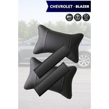 Chevrolet Blazer Uyumlu Deri Yastık Lüks Set Deri Kemer Koruyucu Siyah