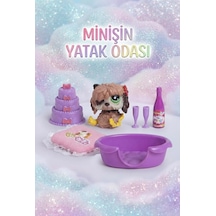 Petclub Sevimli Minişin Yatak Odası Oyun Seti Sevimli Kahverengi Köpek Ve Eğlenceli Aksesuarları