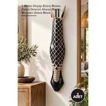2 Adet Ahşap Zebra Mask 1 Metre Ahşap Zebra Maske, Zebra Desenli Ahşap Model, Wooden Zebra Mask