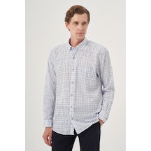 Morven Erkek Lacivert Keten Trend Regular Fit Dğmeli Yaka Gömlek 25ys004024200 Lacivert Lacivert